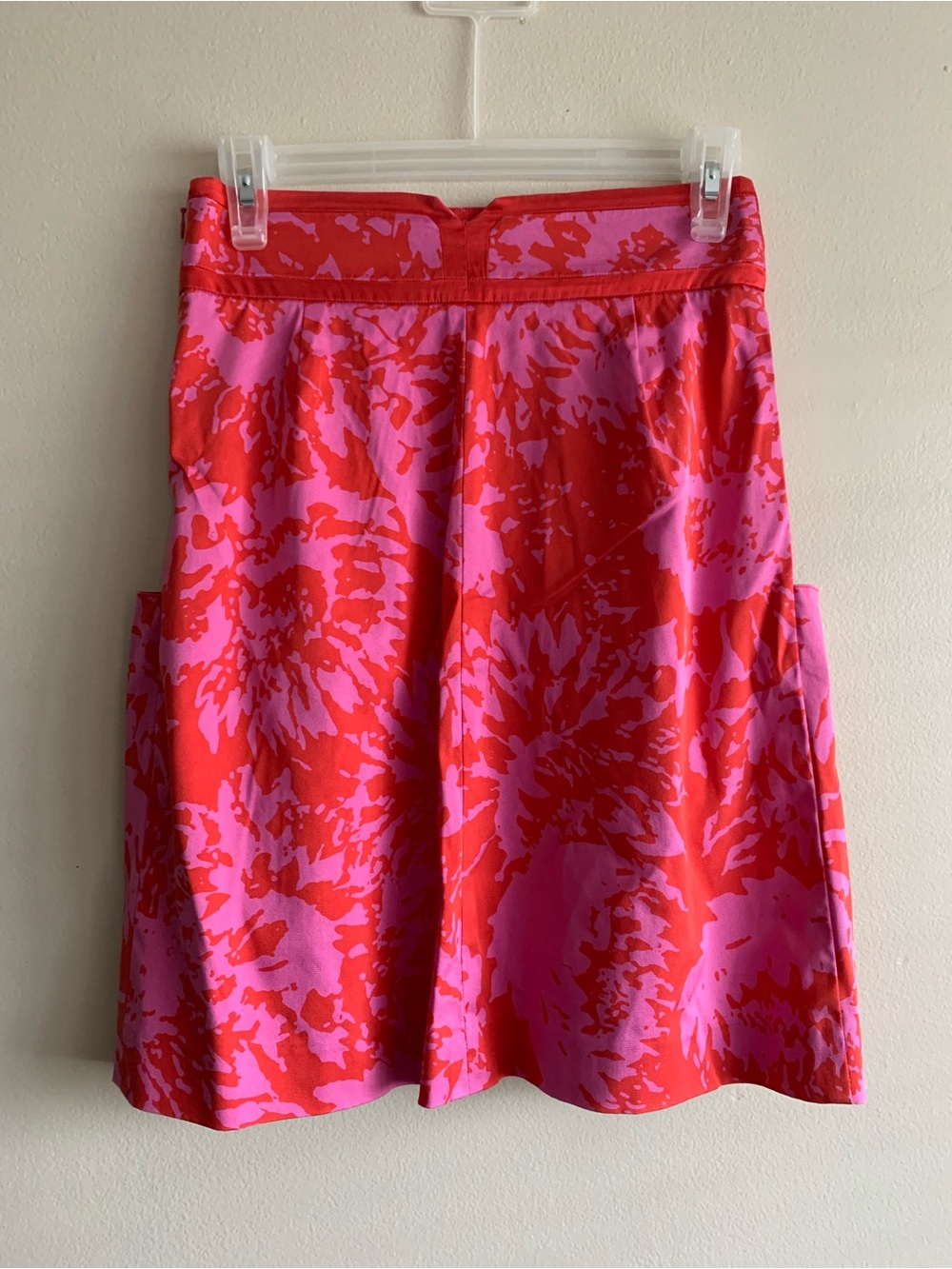 💗 Diane von Furstenberg Pink & Red Sunburst Silk-Blend Pockets Skirt size 2 DVF - Picture 3 of 11